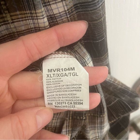 Wrangler Retro factory bleached Western Wear plaid pearl snap button shi… - Picture 4 of 9